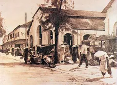 Tranh ký họa: Chợ