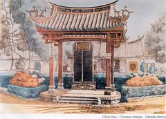 Tranh ký họa: Chùa Hoa