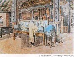 Tranh ký họa: Công phu chiều