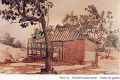 Tranh ký họa: Nhà võ (điếm canh trong xóm)