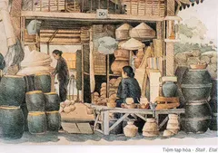 Tranh ký họa: Tiệm tạp hóa