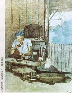 Tranh ký họa: Thợ bạc