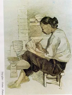 Tranh ký họa: Thợ gốm