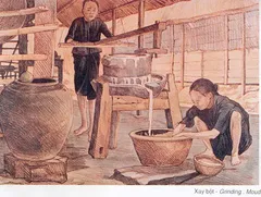 Tranh ký họa: Xay bột